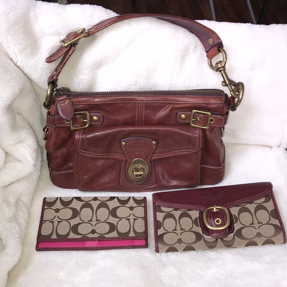 Leather Coach purse and wallet